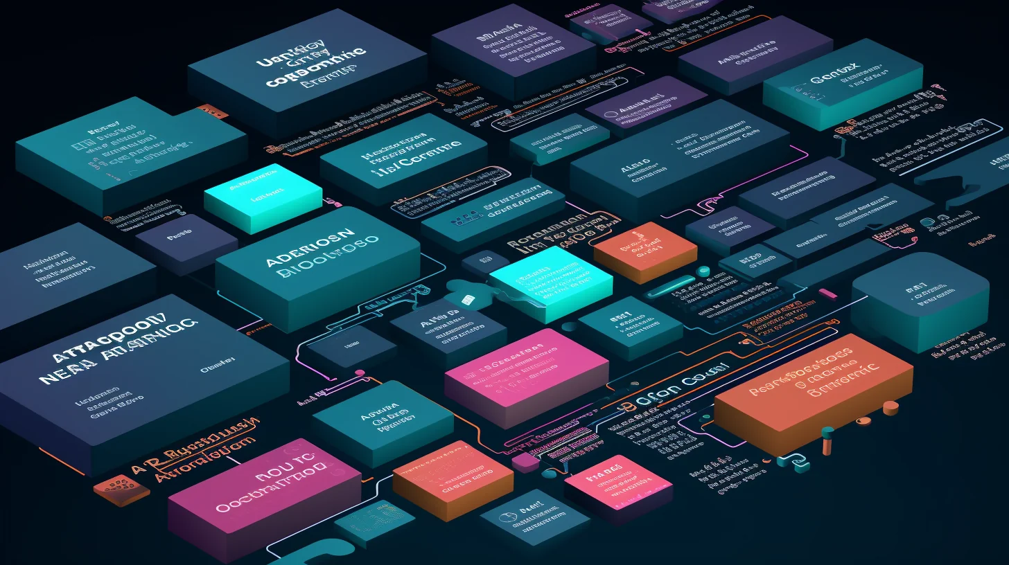 Secties die technische termen presenteren. Een visuele weergave van diverse technische concepten.