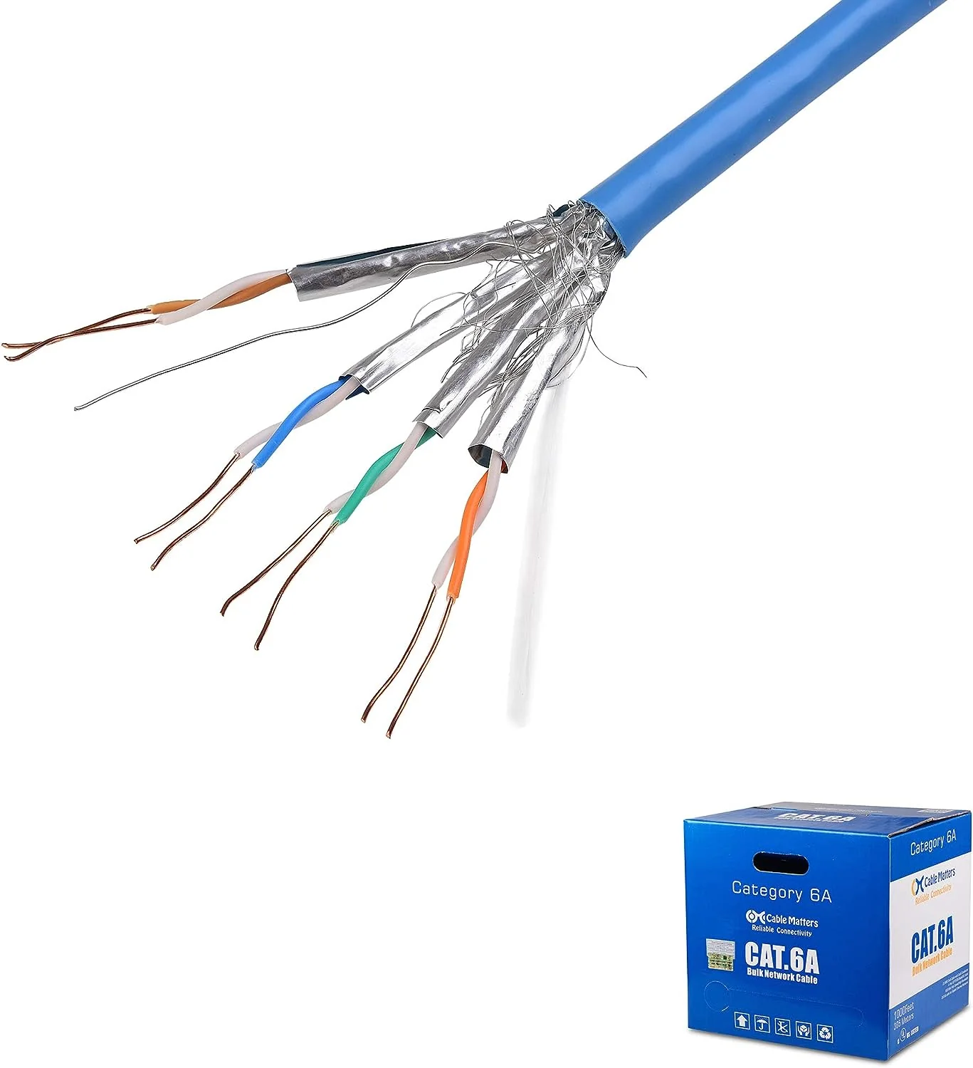 Cable Matters 10Gbps UL Listed In-Wall (cm) Bare Copper Shielded Cat 6A Kabel