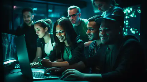 Een groep verschillende individuen die samenwerken om cyberbeveiligingsuitdagingen op te lossen op Hackthebox Academy.